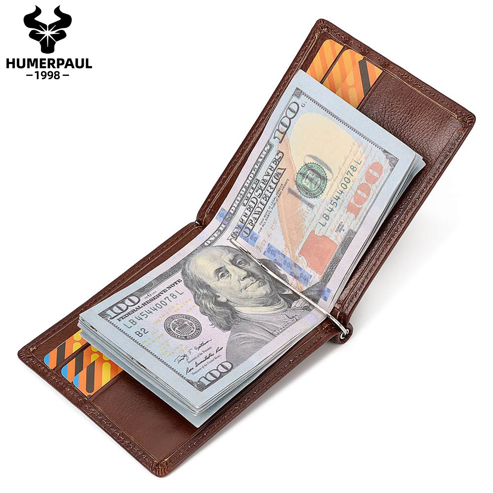 Money Clip Slim - Portafoglio sottile da uomo in vera