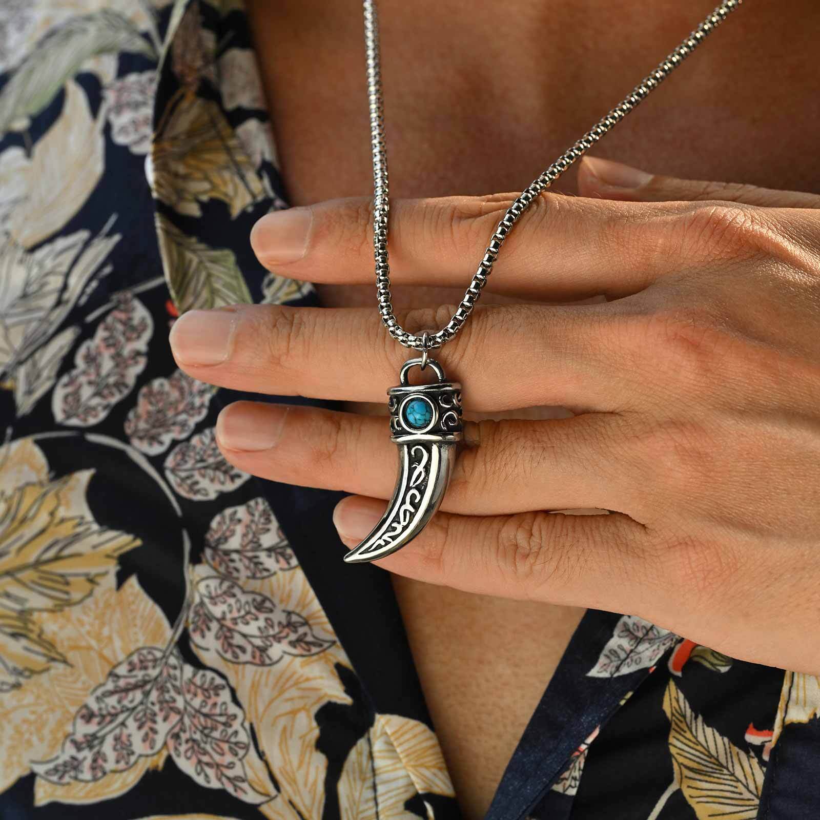 Men Accessories Ethnic - Collana con ciondoli in corno vintage